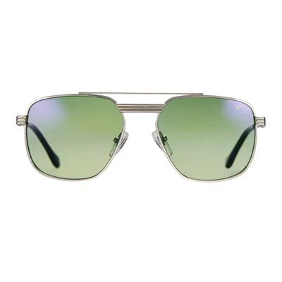 Vintage Frames Company Commander 18kt White Gold In Green