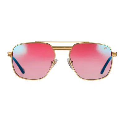 Vintage Frames Company Commander 18kt Yellow Gold In Pink