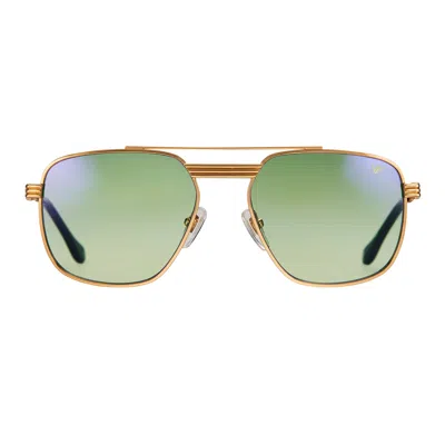 Vintage Frames Company Commander 18kt Yellow Gold In Green