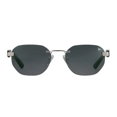 Vintage Frames Company Detroit Player Buffs Rimless Black Buffalo Horn 24kt White Gold In Blue