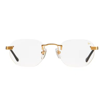 Vintage Frames Company Detroit Player Rimless Drill Mount 24kt Gold In White