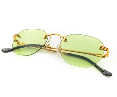 Vintage Frames Company Detroit Player Rimless Drill Mount 24kt Gold In Green
