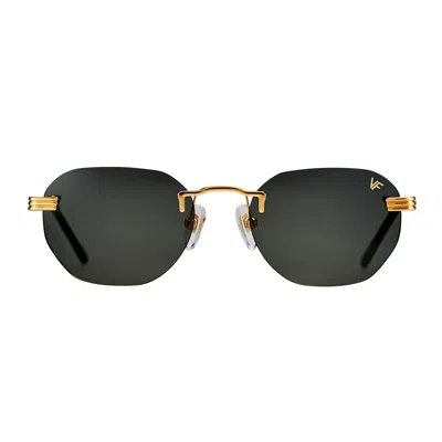 Vintage Frames Company Detroit Player Rimless Drill Mount 24kt Gold In Black