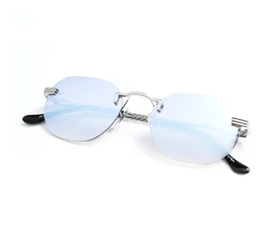 Vintage Frames Company Detroit Player Rimless Drill Mount 24kt White Gold In Blue