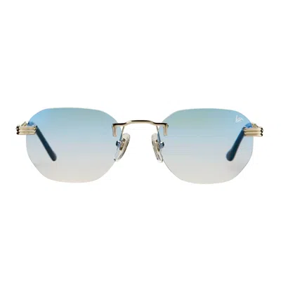 Vintage Frames Company Detroit Player Rimless Drill Mount 24kt White Gold In Multi