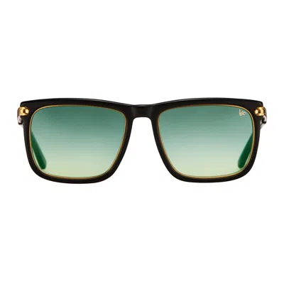 Vintage Frames Company Don 24kt Gold Black Acetate Edition In Green
