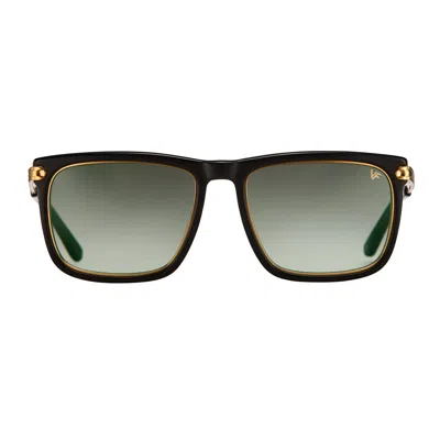 Vintage Frames Company Don 24kt Gold Black Acetate Edition In Green