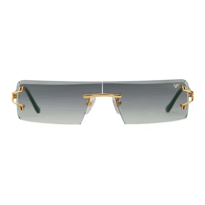 Vintage Frames Company Empire Rimless Drill Mount 24kt Gold In Blue