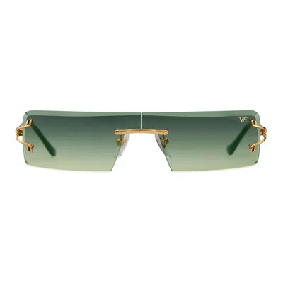 Vintage Frames Company Empire Rimless Drill Mount 24kt Gold In Green