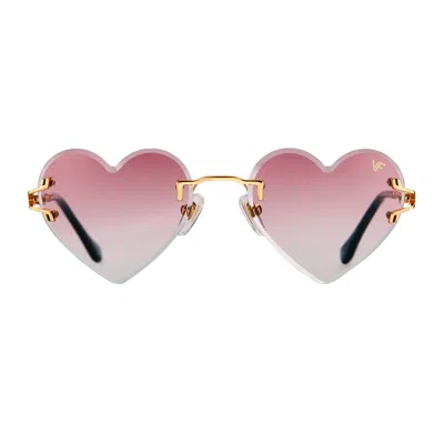 Vintage Frames Company Heart Decor Rimless Drill Mount 24kt Gold In Pink