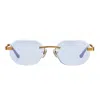 Vintage Frames Company Hustler Rimless Drill Mount 24kt Gold In Blue