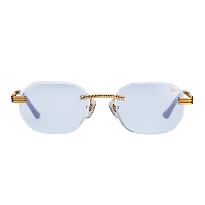 Vintage Frames Company Hustler Rimless Drill Mount 24kt Gold In Blue