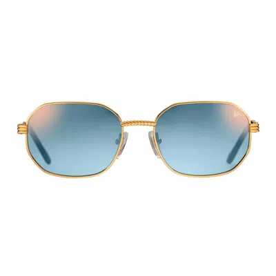 Vintage Frames Company Hustler Signature Series 18kt Gold In Blue