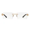 Vintage Frames Company Icon Buffs Rimless Black Buffalo Horn 24kt Gold