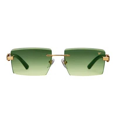 Vintage Frames Company Icon Buffs Rimless Black Buffalo Horn 24kt Gold In Brown