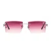 Vintage Frames Company Icon Buffs Rimless Black Buffalo Horn 24kt White Gold In Pink