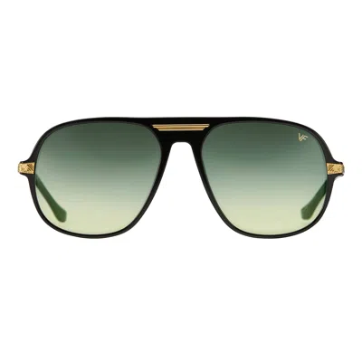 Vintage Frames Company Lucky Black Acetate In Green