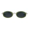 Vintage Frames Company Sincere 24kt White Gold And Matte Green In Green