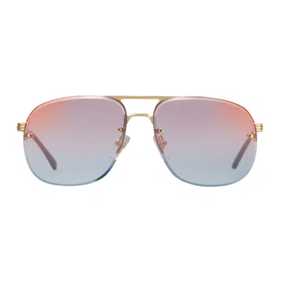 Vintage Frames Company Snatch Bevel Rimless Drill Mount 18kt Gold In White