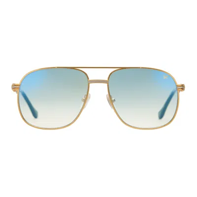 Vintage Frames Company Snatch Double Rope Edition 18kt Two-tone Gold In Blue