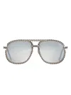 Vintage Frames Company Snatch Full Cuban Chain Sunglasses In Silver