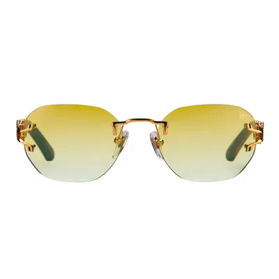 Vintage Frames Company V-decor Xl Woods Rimless Drill Mount 24kt Gold In Metallic