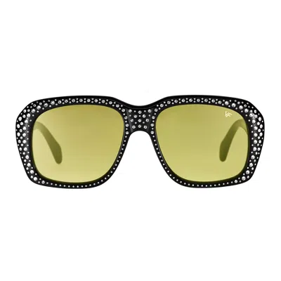 Vintage Frames Company Xxl Black Acetate Swarovski Crystals Edition