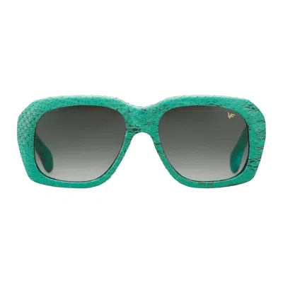 Vintage Frames Company Xxl Limited Edition Teal Snakeskin In Green