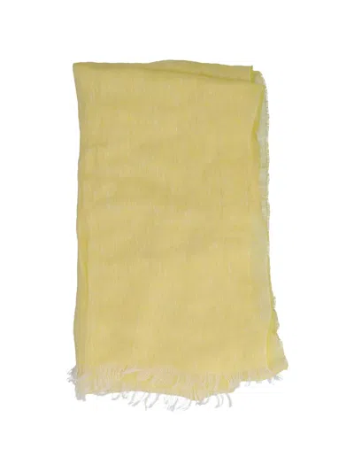 Pre-owned Vintage Fringed-trim Scarf In Yellow
