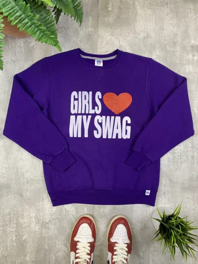 Pre-owned Vintage Girls My Swag Sweatshirt Y2k Streetwear In Purple