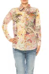 Vintage Goa Paisley Patchwork Vintage Wash Shirt Top In Taupe In Multi