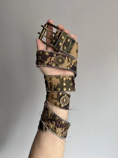 Pre-owned Vintage Grunge Y2k Distressed Japanese Style Camo Belt In Multi