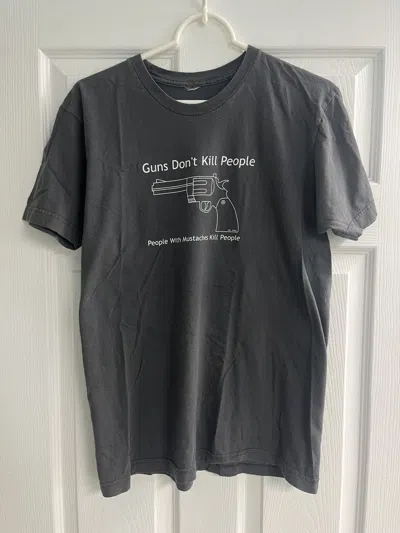 Pre-owned Vintage Guns Don't Kill People Mustaches Do Revolver Graphic Tshirt In Gray