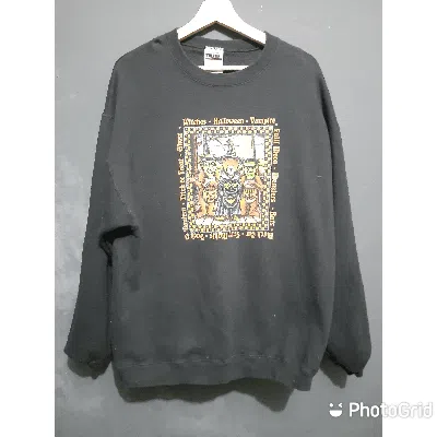 Pre-owned Vintage Halloween Pullover Sweatshirts In Black