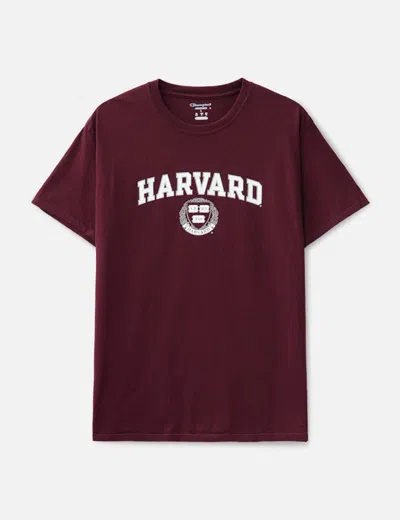 Vintage Harvard University Embroided Logo Crew Neck T-shirt In Red