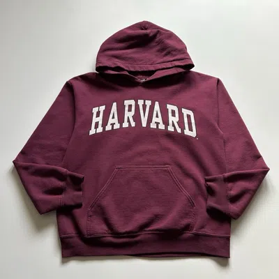 Pre-owned Vintage Harvard University Spell Out Graphic Hoodie Small In Red