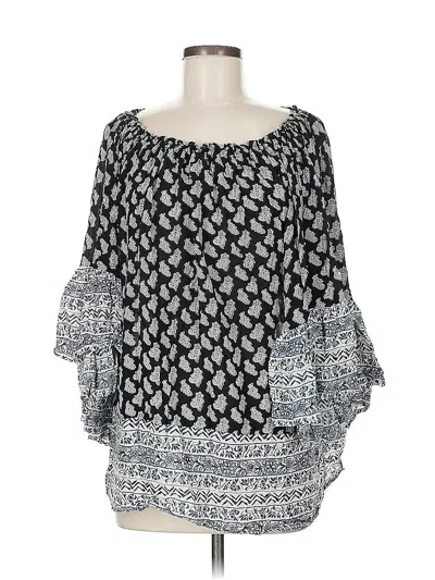 Pre-owned Vintage Havana 3/4 Sleeve Blouse In Black