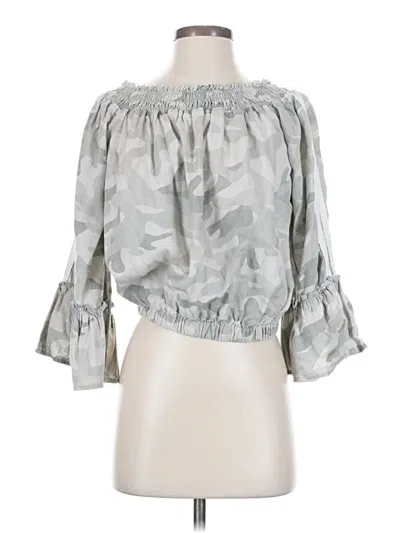 Pre-owned Vintage Havana 3/4 Sleeve Blouse In Gray