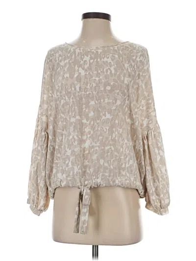 Pre-owned Vintage Havana 3/4 Sleeve Blouse In Tan