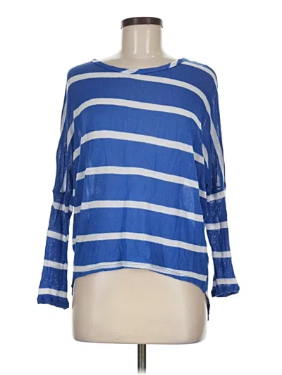 Pre-owned Vintage Havana 3/4 Sleeve Top Blue Boatneck Tops