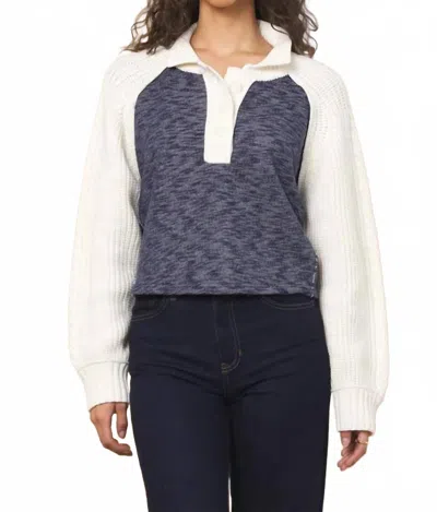 Vintage Havana A Mixed Knit Collared Sweater In Blue