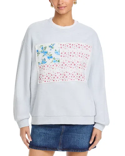 Vintage Havana American Flag Applique Crewneck Sweatshirt In Multi