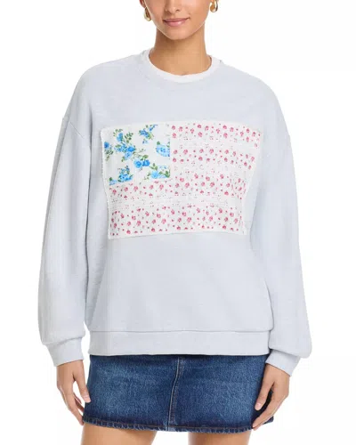 Vintage Havana American Flag Applique Sweatshirt In Ash Grey In Multi