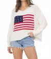Vintage Havana American Flag Graphic Sweater In White In White