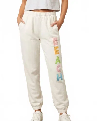 Vintage Havana Beach Studded Sweatpants In Beige Multi In White