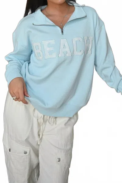Vintage Havana Beach Surf Wash Quarter Zip Top In Sky Blue