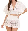 Vintage Havana Box Eyelet Kimono Top In White In White