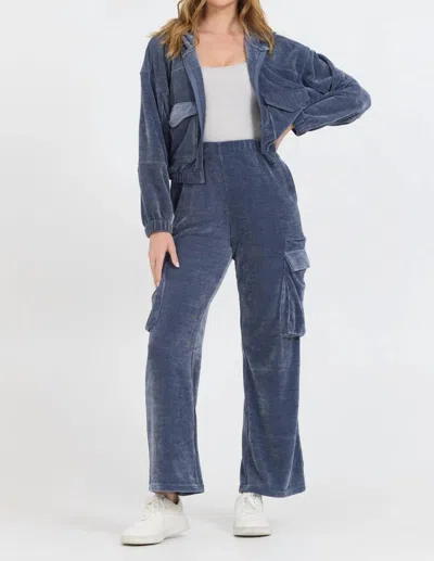 Vintage Havana Brushed Cord Cargo Pant In Blue