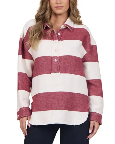 Vintage Havana Buffalo Stripe Collared Cotton Top In Multi