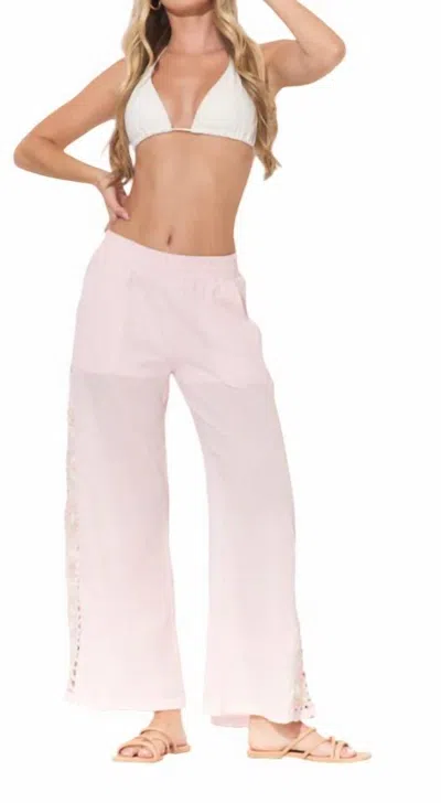 Vintage Havana Cabana Crochet Wide Leg Pants In Soft Pink